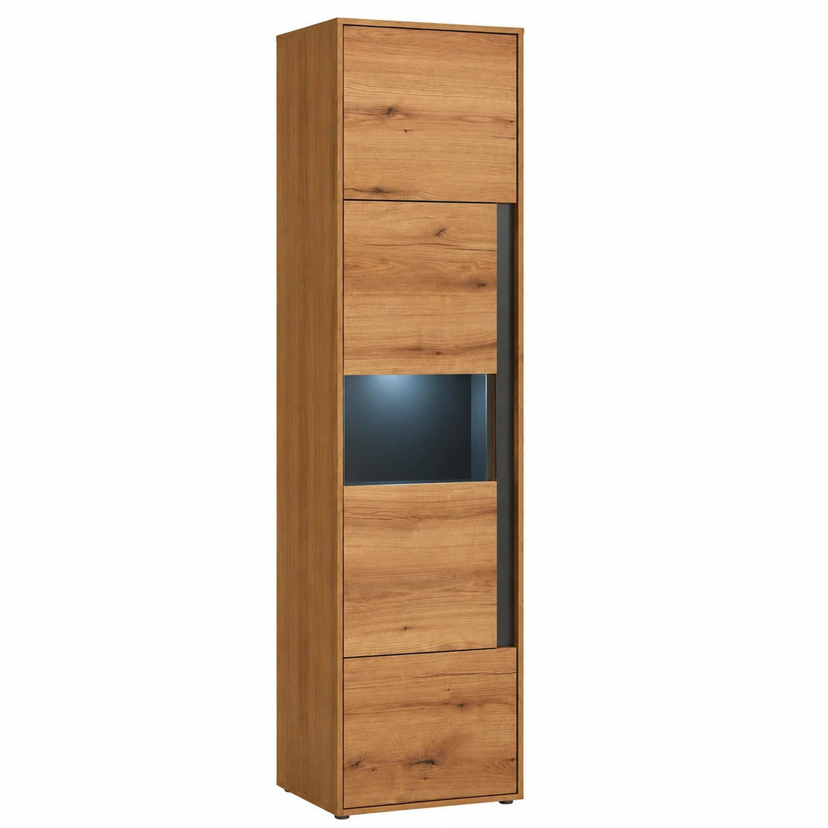 Vitrine – 50 cm, mit mehreren Türen, aus Eichenholz, Anthrazit, für Esszimmer und Wohnzimmer