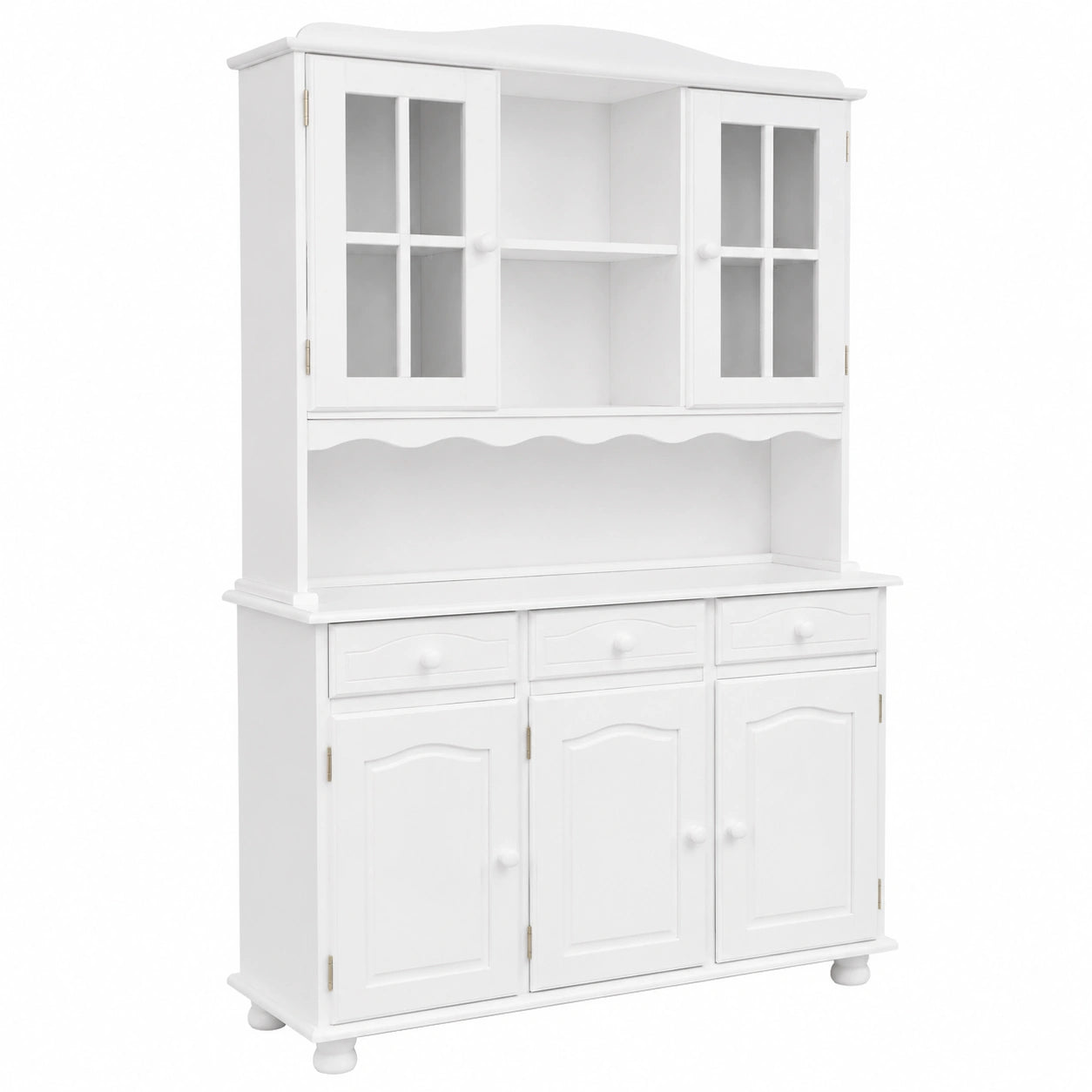 Vitrinenschrank – Landhausstil, mit mehreren Türen, aus Massivholz und Kiefernholz