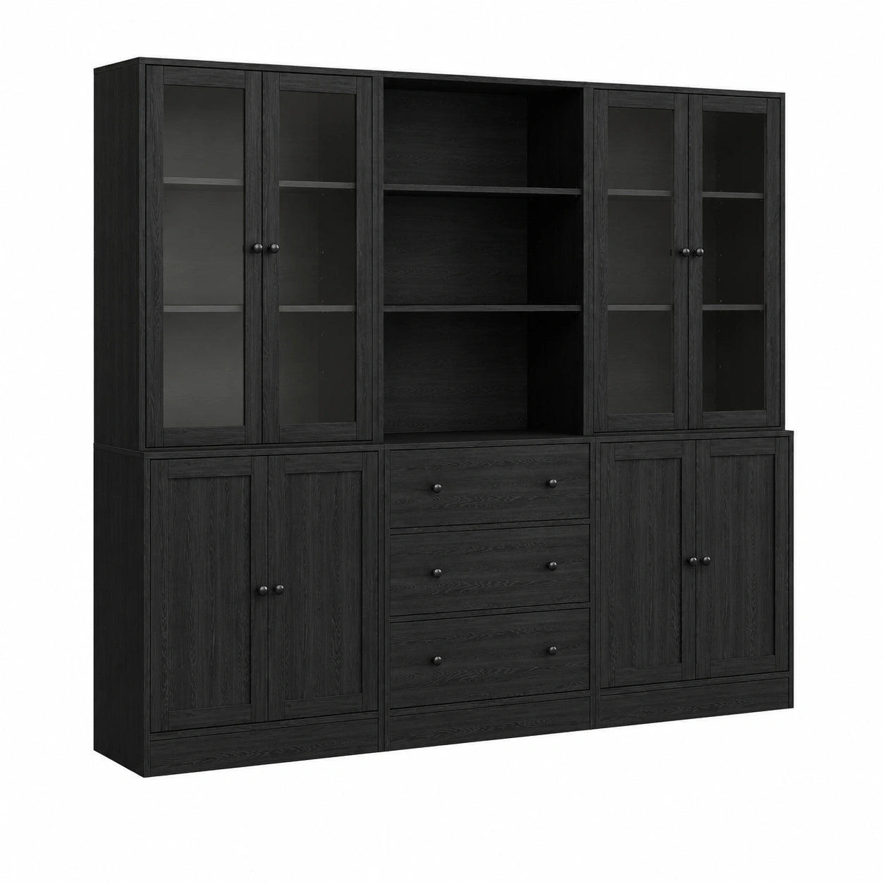 Bücherregal – 180 cm, Schwarz, für Esszimmer, Küche und Wohnzimmer