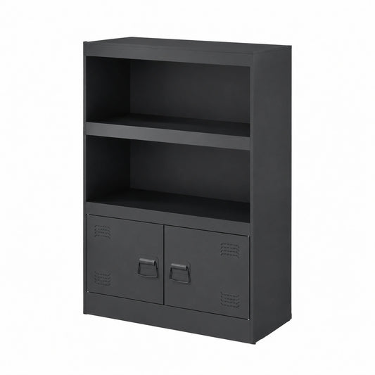 Sideboard – 67 × 39 × 107 cm, mit mehreren Türen, mit Ablagen, aus Stahl, Anthrazit, für Esszimmer und Wohnzimmer