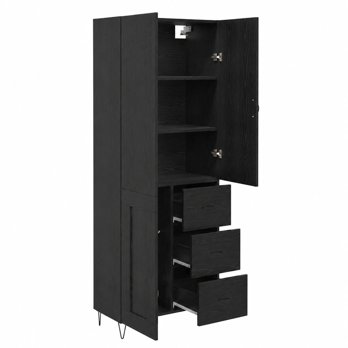 Highboard – moderner Stil, rechteckige Form, mit Stauraum, aus Glas, Schwarz, für Esszimmer