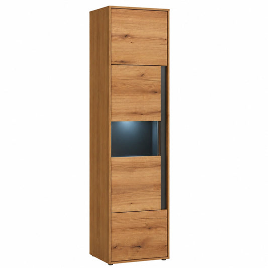 Vitrine – 50 cm, mit mehreren Türen, aus Eichenholz, Anthrazit, für Esszimmer und Wohnzimmer