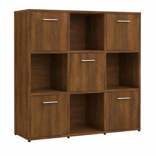 Bücherregal – 90 × 90 cm, aus Eichenholz, Braun, für Wohnzimmer und Schlafzimmer