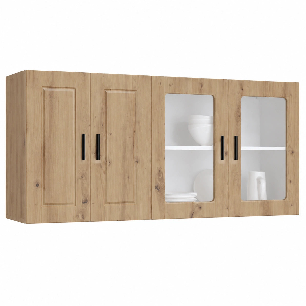 Schrank – 80 × 31 × 60 cm, mit Stauraum, aus Holzwerkstoff und Eichenholz, Artisan-Eiche, für Esszimmer und Küche