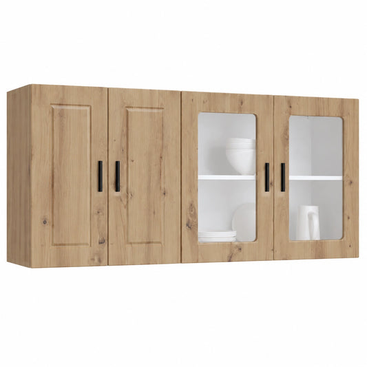Schrank – 80 × 31 × 60 cm, mit Stauraum, aus Holzwerkstoff und Eichenholz, Artisan-Eiche, für Esszimmer und Küche