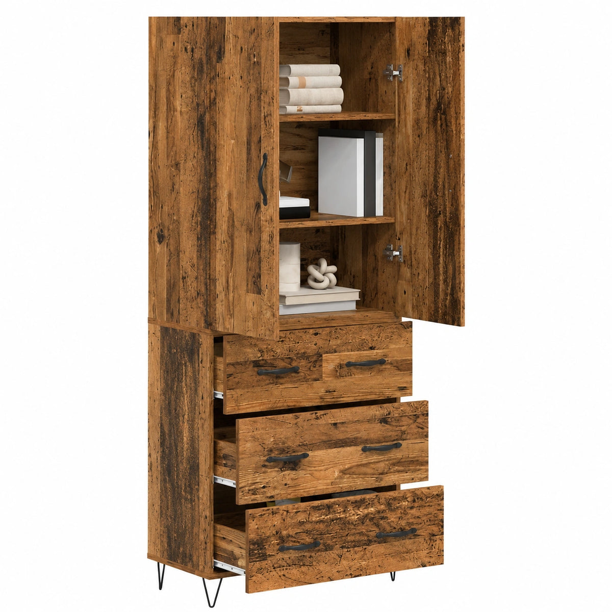 Highboard – moderner Stil, rechteckige Form, mit Stauraum, mit Schubladen, aus Holzwerkstoff, für Esszimmer