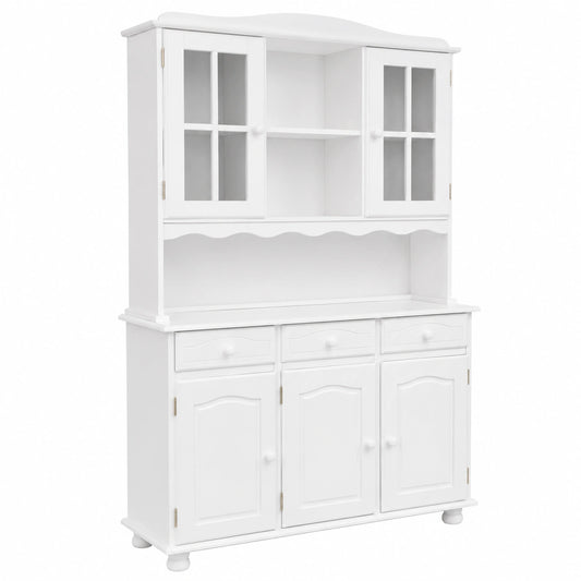 Vitrinenschrank – Landhausstil, mit mehreren Türen, aus Massivholz und Kiefernholz