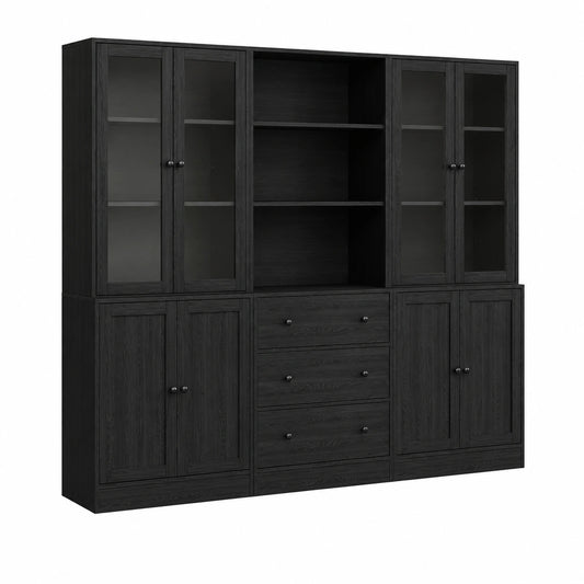 Bücherregal – 180 cm, Schwarz, für Esszimmer, Küche und Wohnzimmer