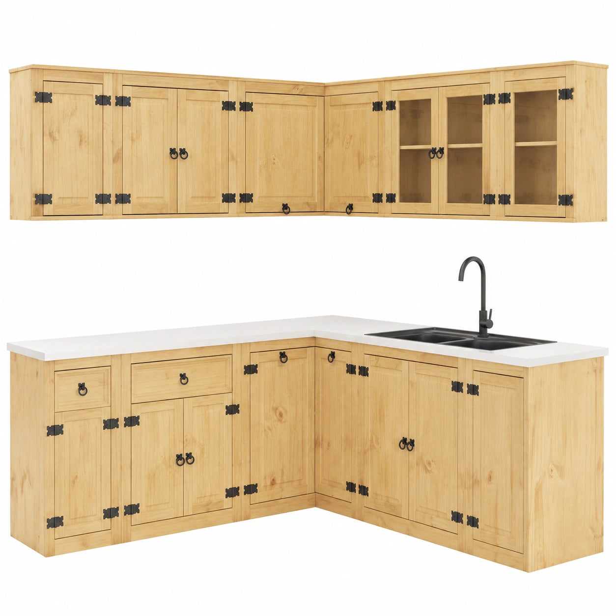 Schrank – 80 × 80 × 60 cm, mit Stauraum, aus Kiefernholz, für Esszimmer und Flur