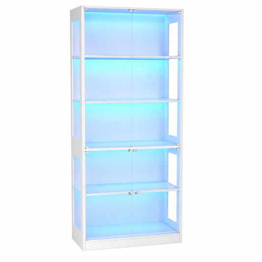 Vitrine – mit LED-Beleuchtung, mit Ablagen, für Wohnzimmer, Schlafzimmer und Büro