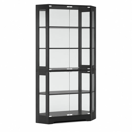 Vitrine – 180 cm, mit LED-Beleuchtung, für Wohnzimmer, Schlafzimmer und Büro