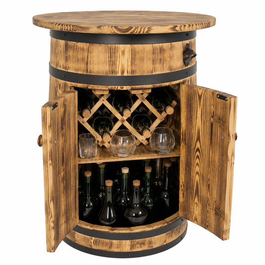 Weinregal – 80 × 50 cm, mit LED-Beleuchtung, aus Holz, Hellbraun, für Esszimmer und Wohnzimmer