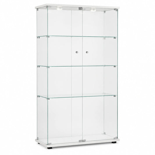 Glasvitrine – 164 × 80 × 36 cm, moderner Stil, mit LED-Beleuchtung, mit mehreren Türen, aus Glas