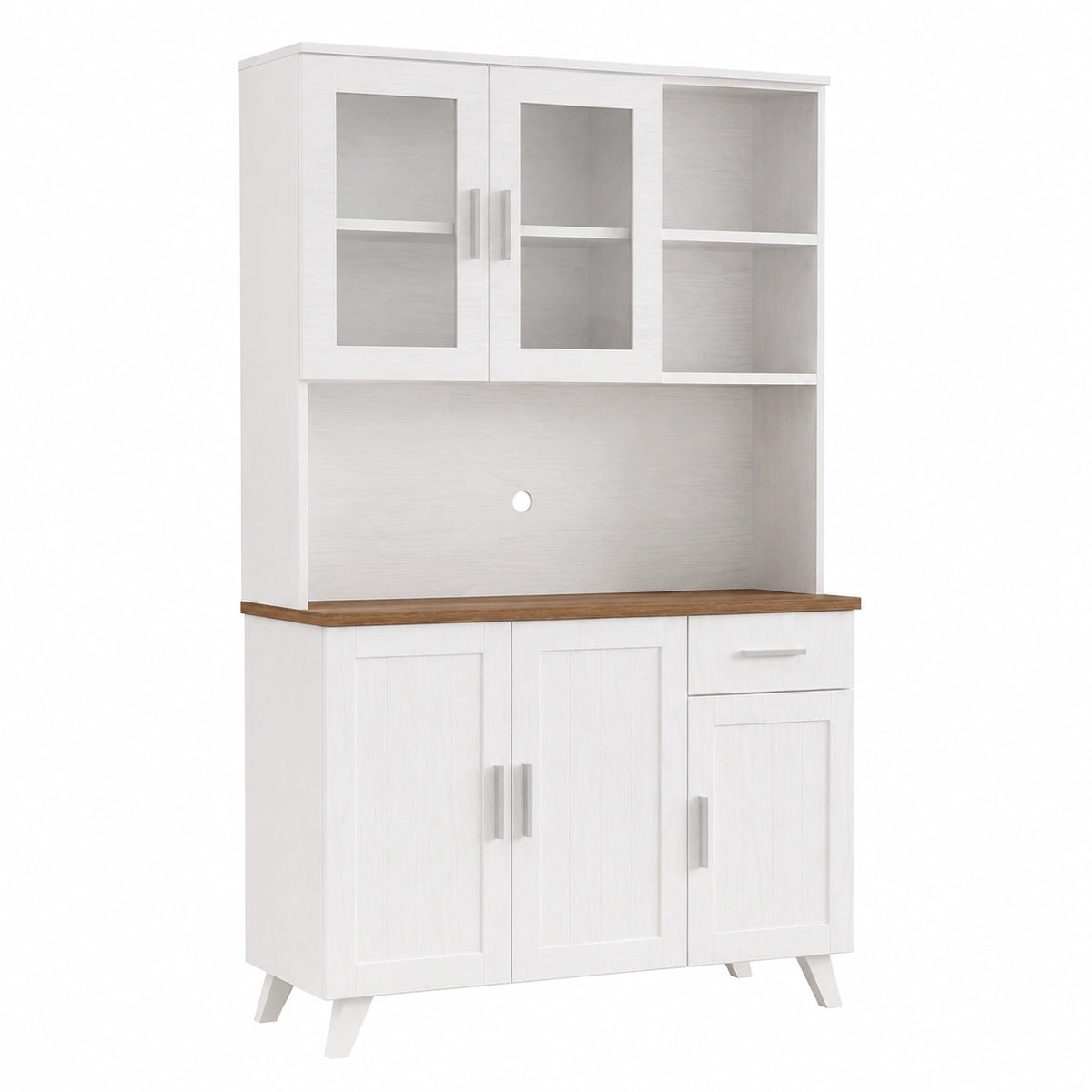 Hochschrank – 114 × 40 × 190 cm, Landhausstil, mit Stauraum, mit Schubladen, mit mehreren Türen, für Esszimmer und Wohnzimmer