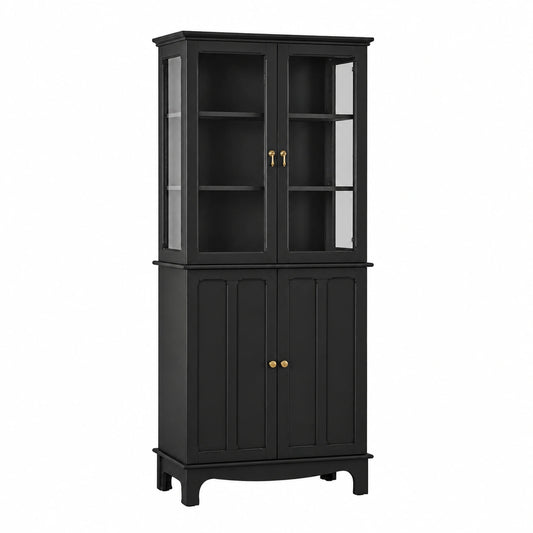 Schrank – freistehend, Schwarz, für Esszimmer, Küche und Wohnzimmer