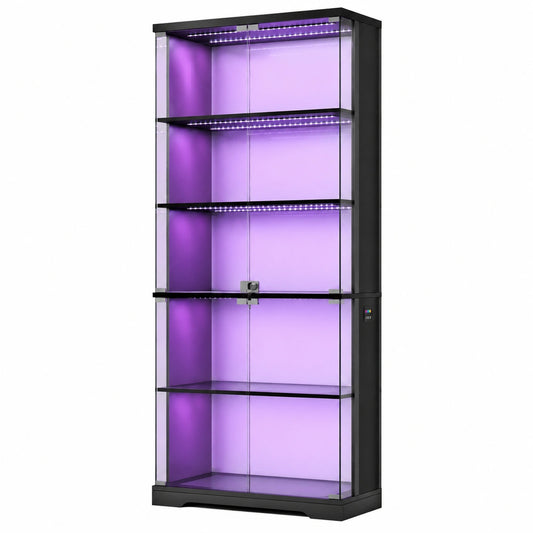 Glasvitrine – 175 cm, Schwarz